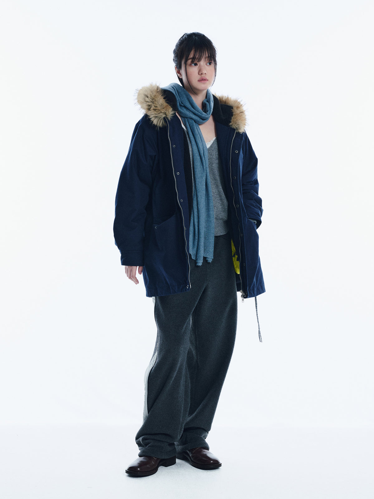 Low Classic Mohair Blend Muffler Blue