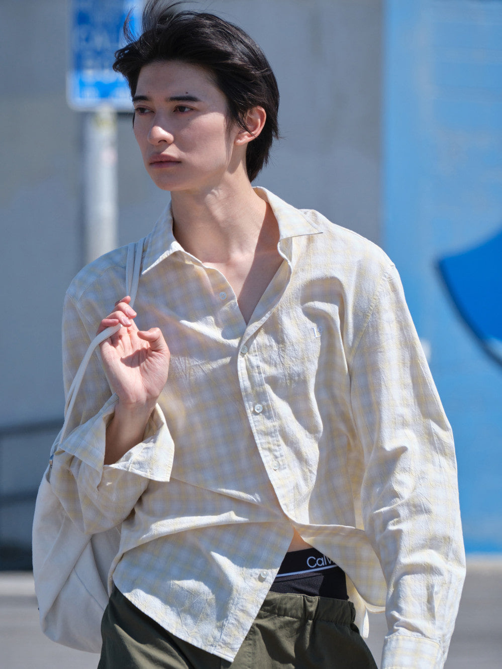 Low Classic Washed Cotton Cargo Half Pants Olive Khaki