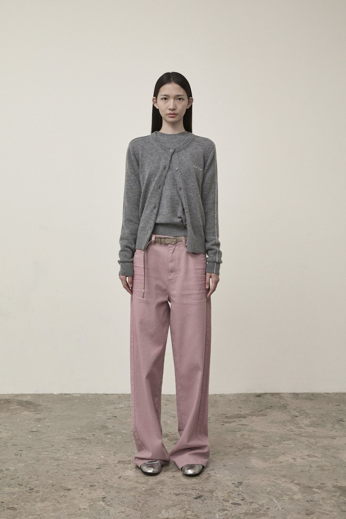 Matinkim Color Point Washed Denim Pants IN Pink