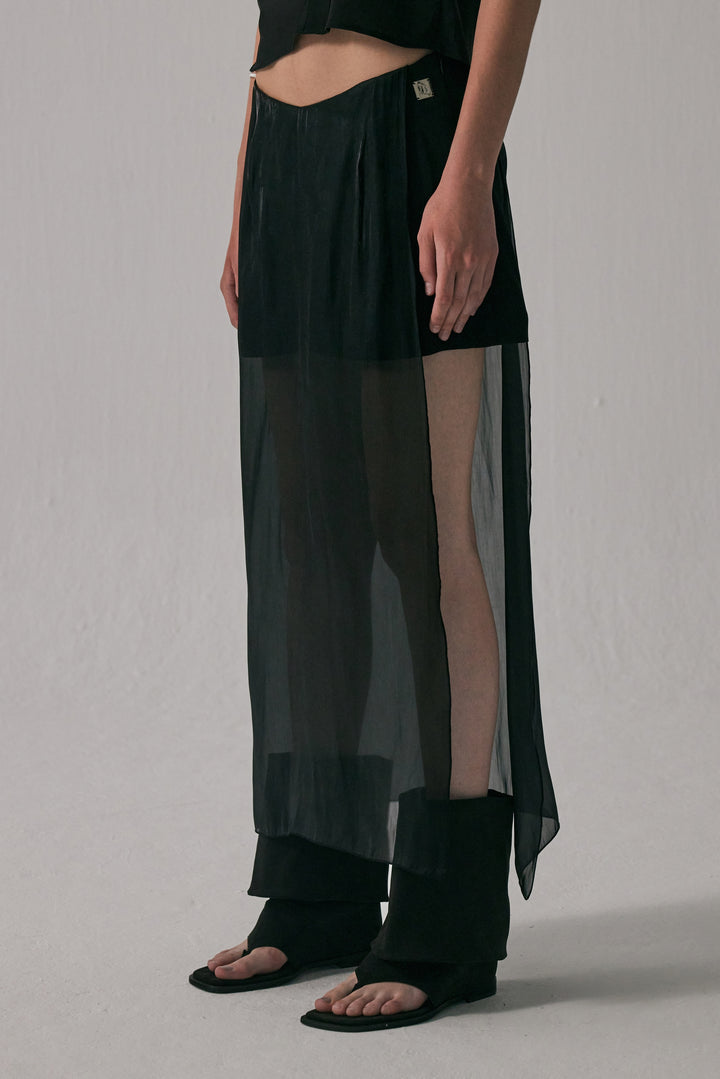 Treemingbird See-Through V Low-Waist Mini Skirt Black