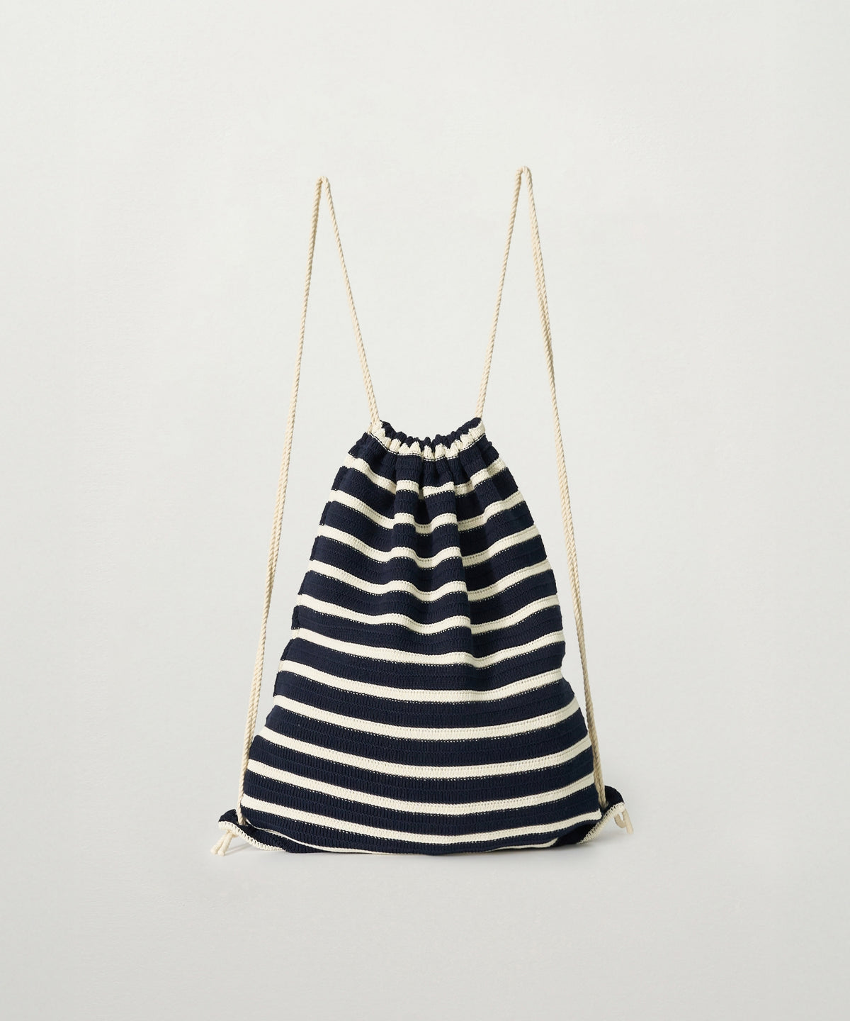 Satur Knit Stripe String Backpack - Navy