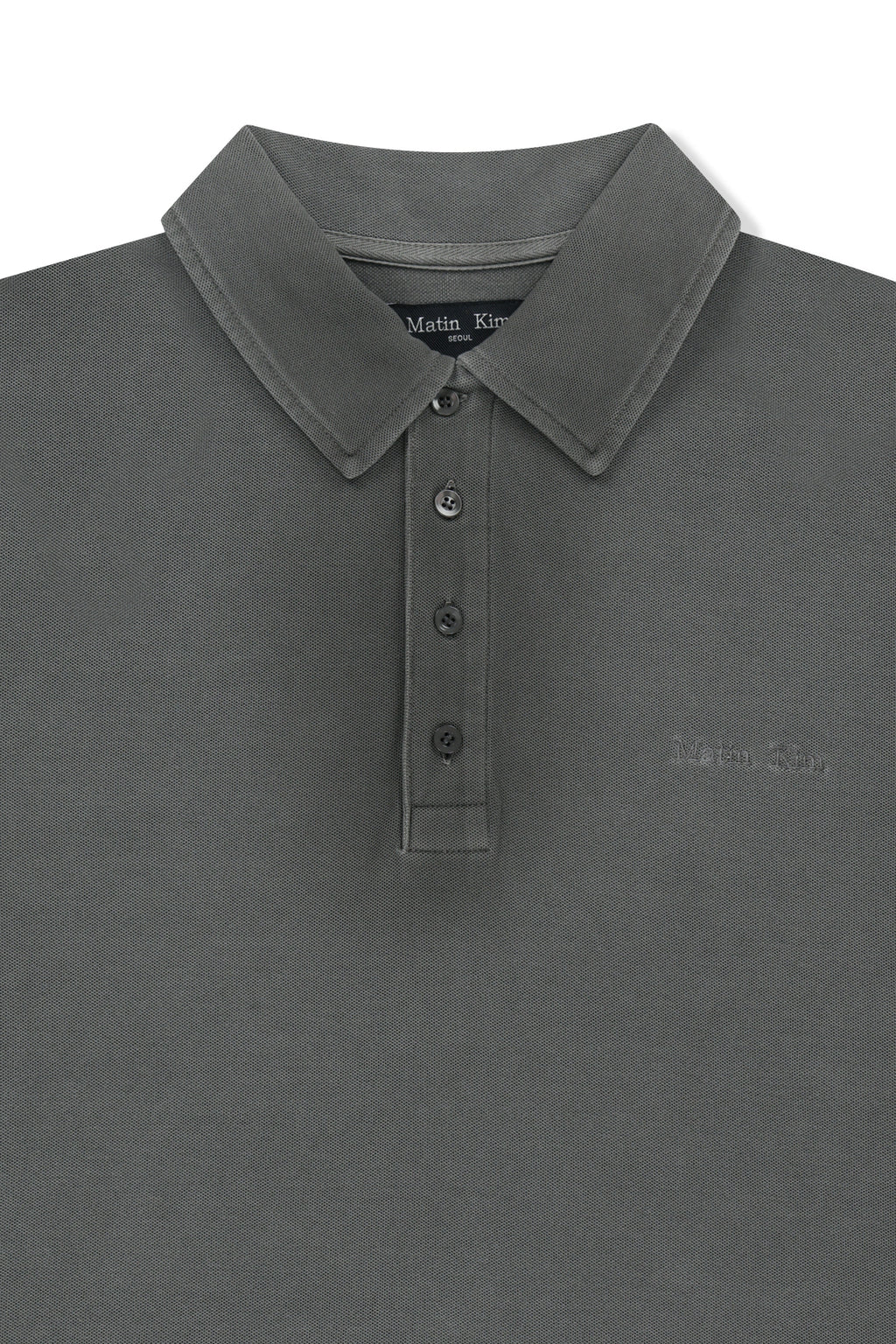 Matinkim Small Logo Washed Pique Top For Men IN Charcoal