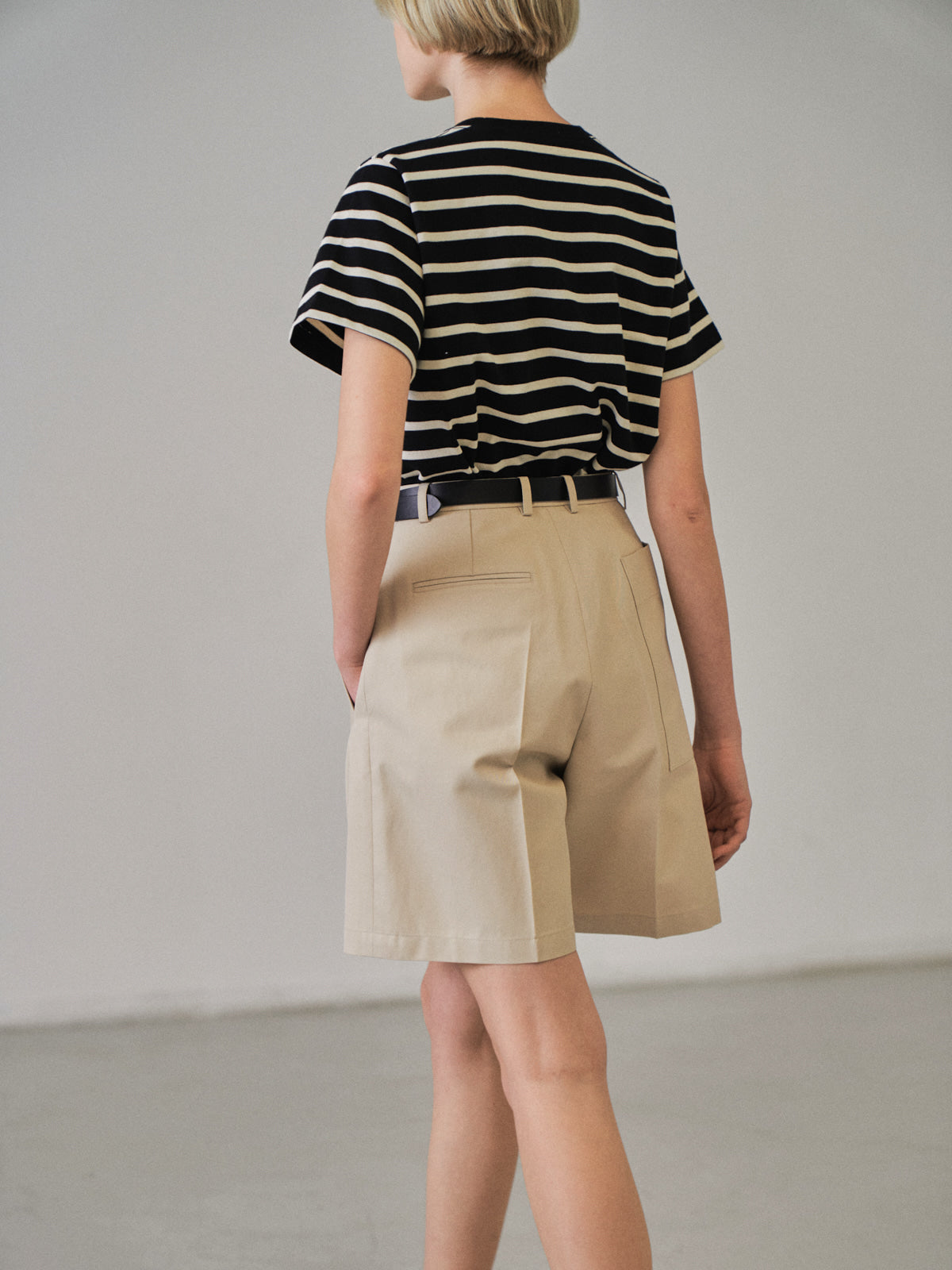 Facade Pattern Cotton Stripe T-shirt