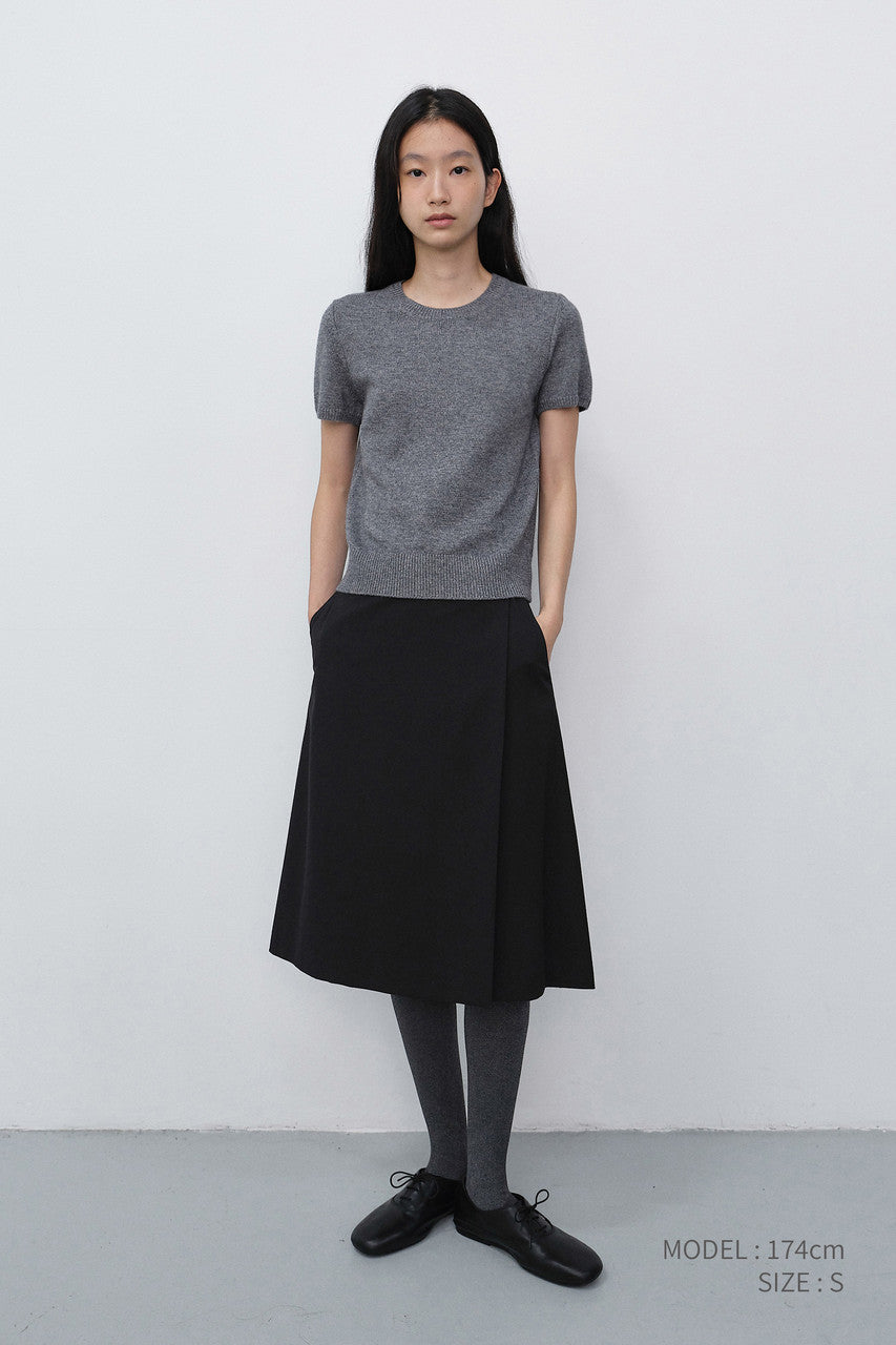 Dunst Half Sleeve Knit Top Melange Grey