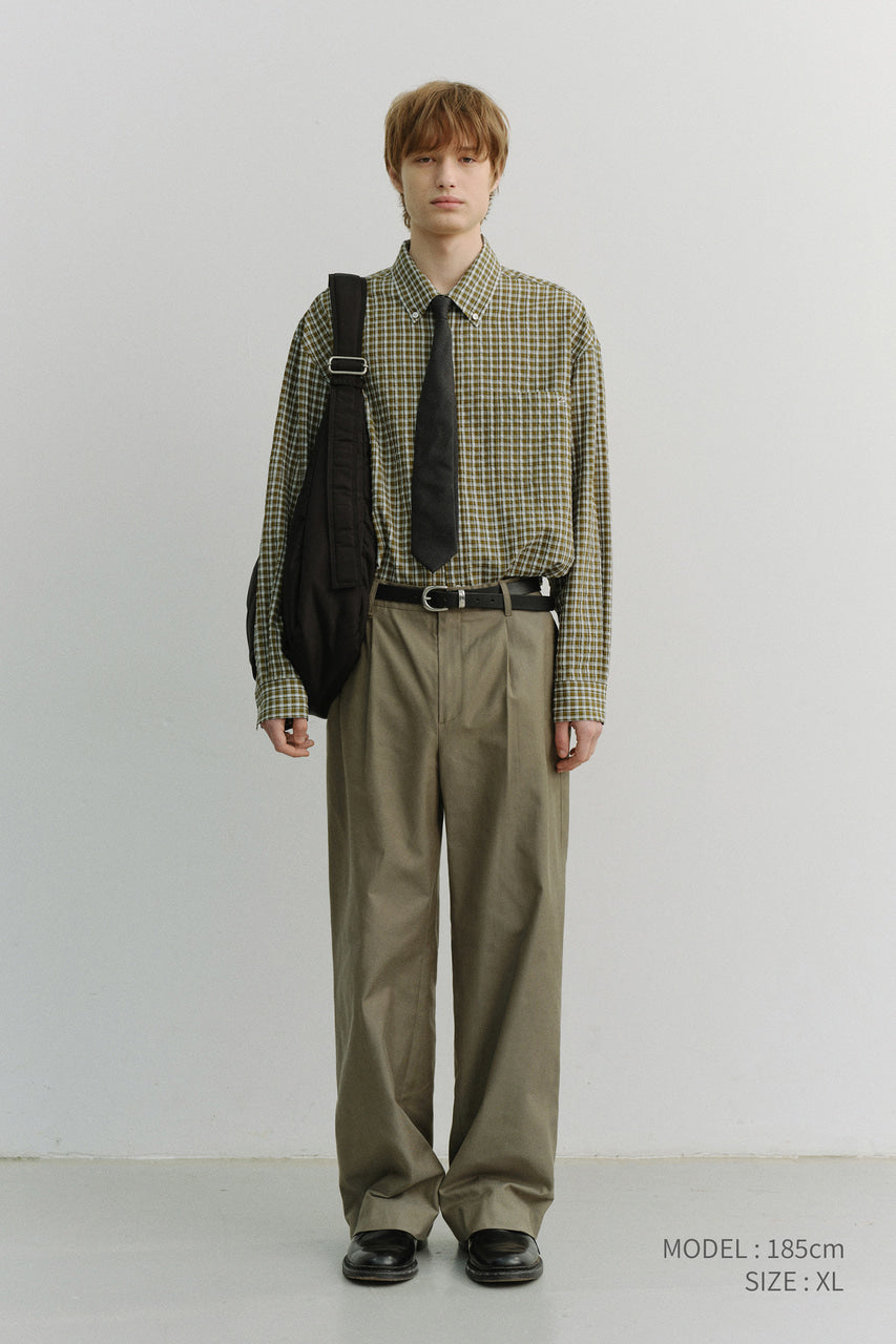 Dunst Unisex Oversized BD Checked Shirt Khaki Green Check