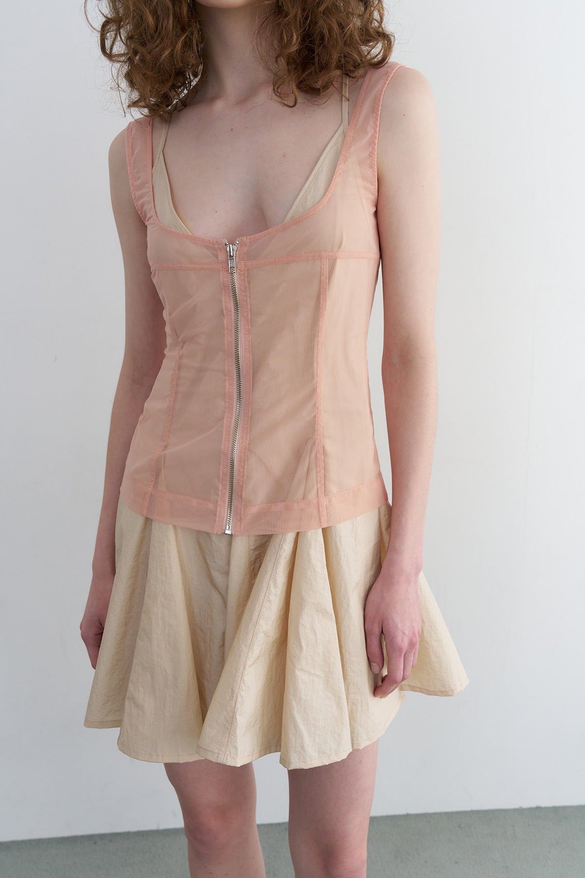 Overdueflair Mesh Corset Sleeveless Peach