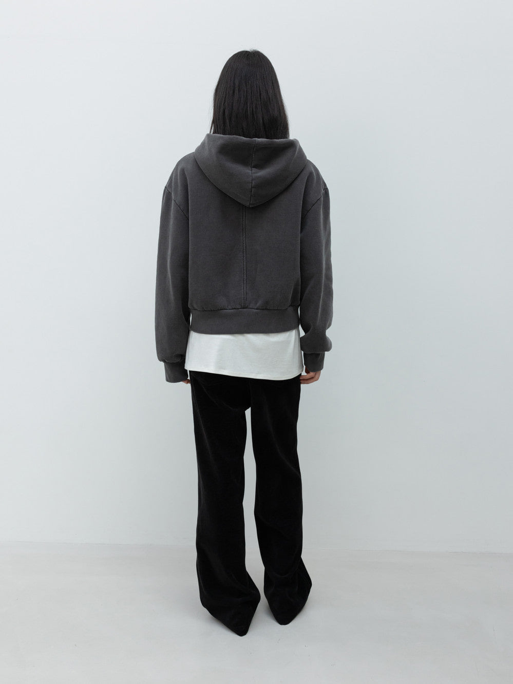 Low Classic Washed Cotton Zip-Up Hoodie Grey
