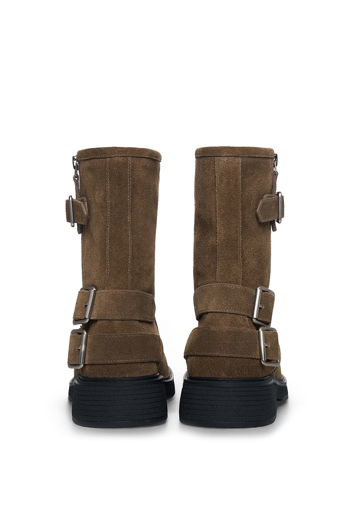 Matinkim Vintage Washed Biker Ankle Boots IN Khaki