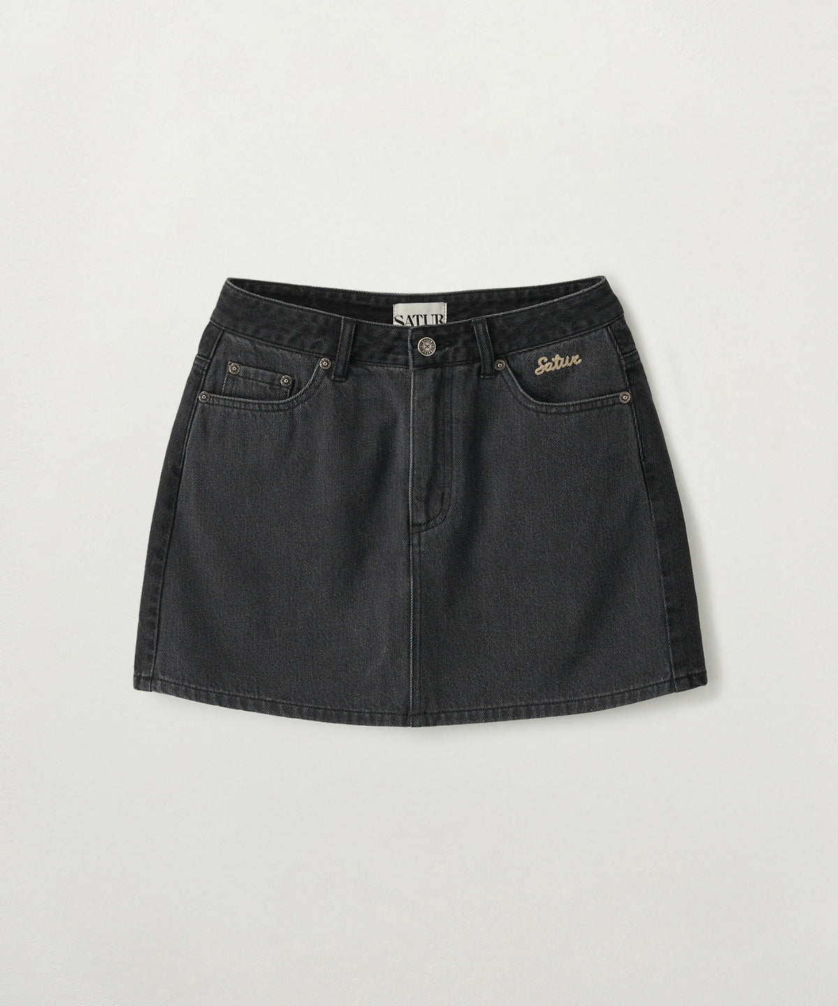 Satur (W) Contrast Denim Mini Skirt - Black
