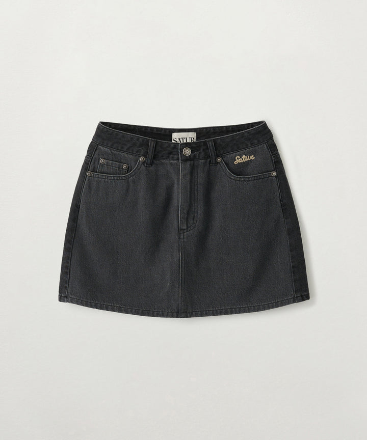 Satur (W) Contrast Denim Mini Skirt - Black