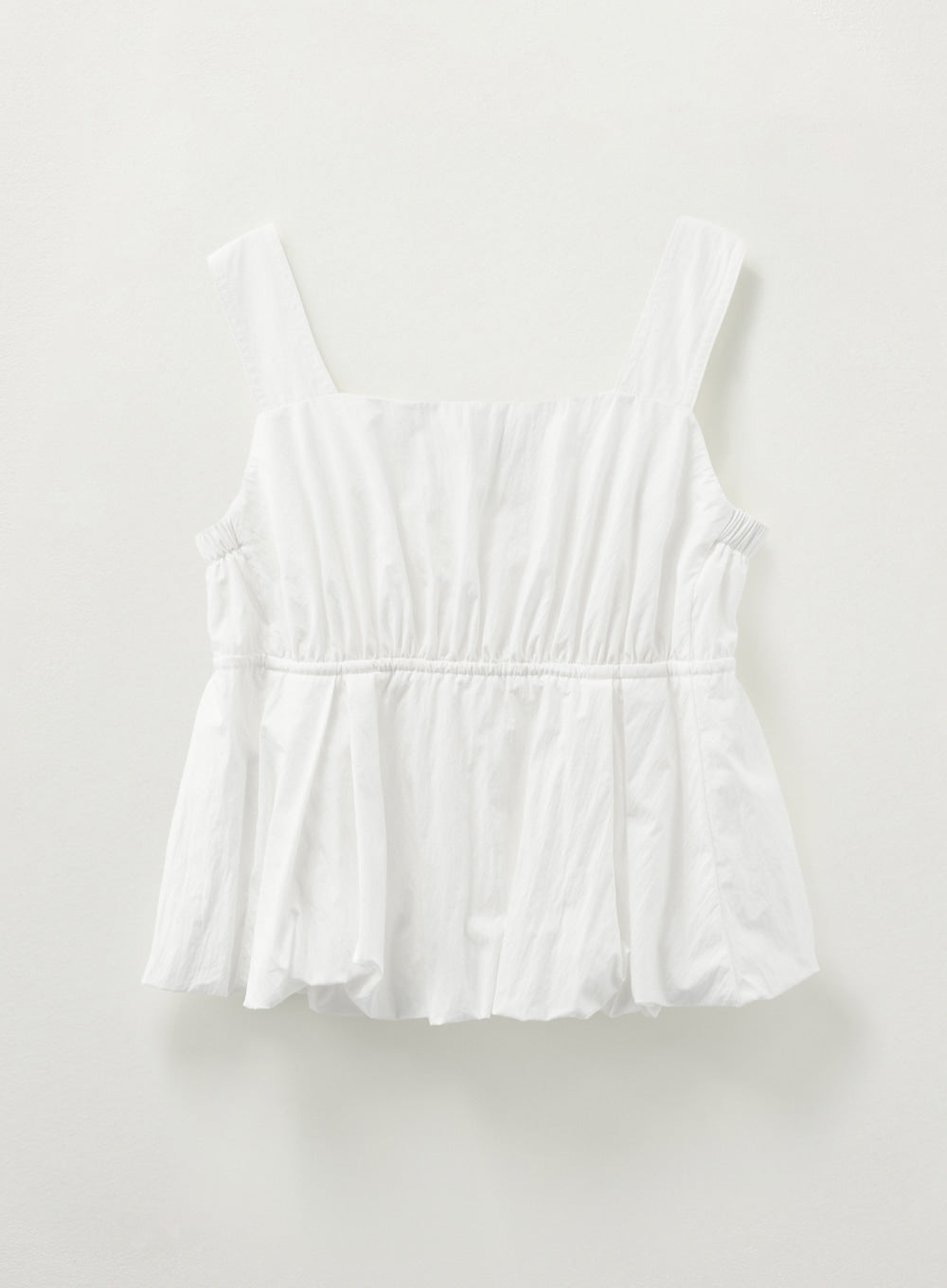[satur] (W) Balloon Peplum Sleeveless Top - White