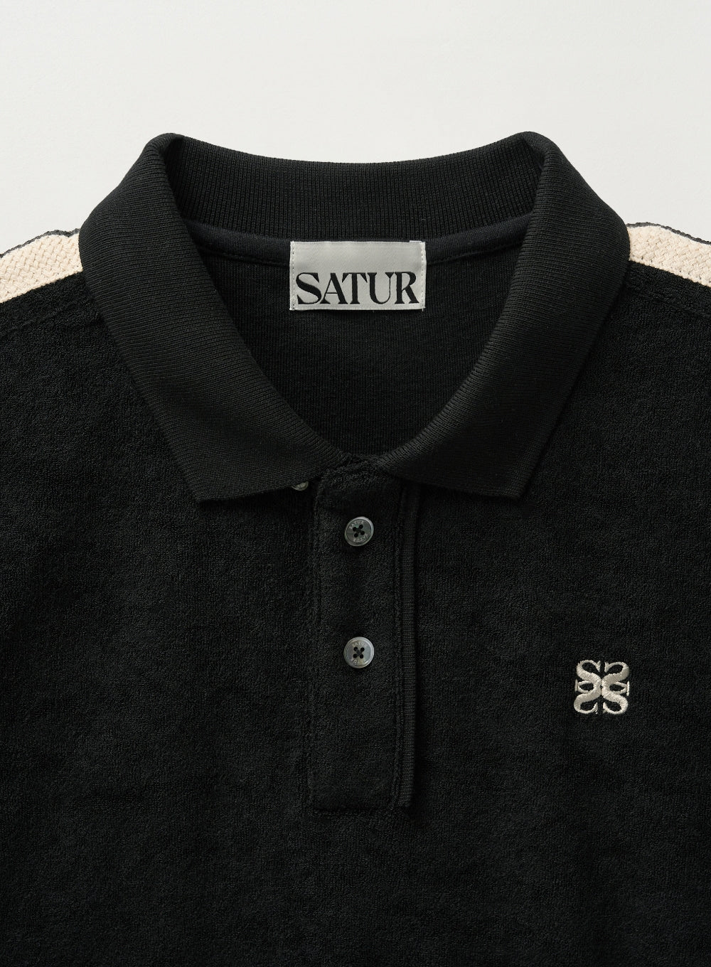 [satur] (W) Lawton Terry Pique Polo T-Shirt - Black