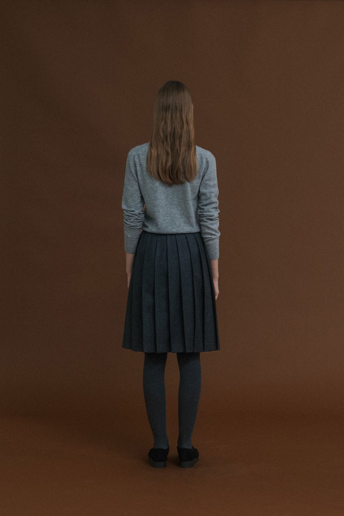 Nothing Written Knife pleated mid-skirt (Gray)