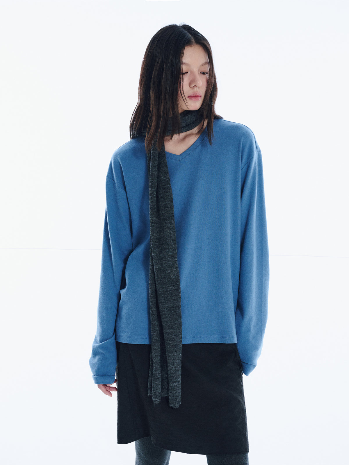Low Classic Mohair Blend Muffler Charcoal Melange