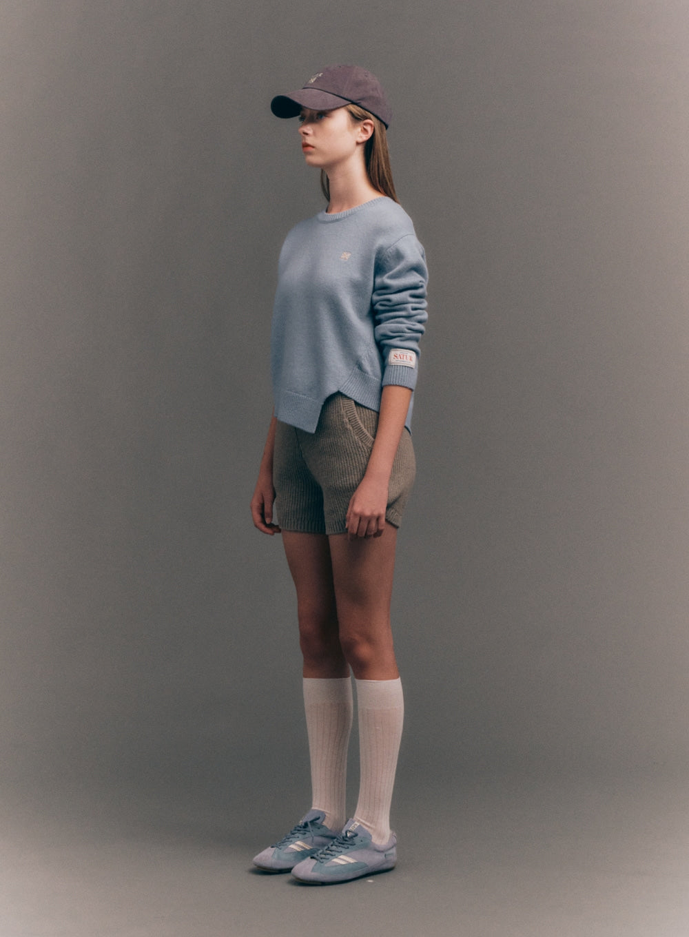 [satur] (W) Dublin Unbalanced Cashmere Blend Knit - Ice Blue