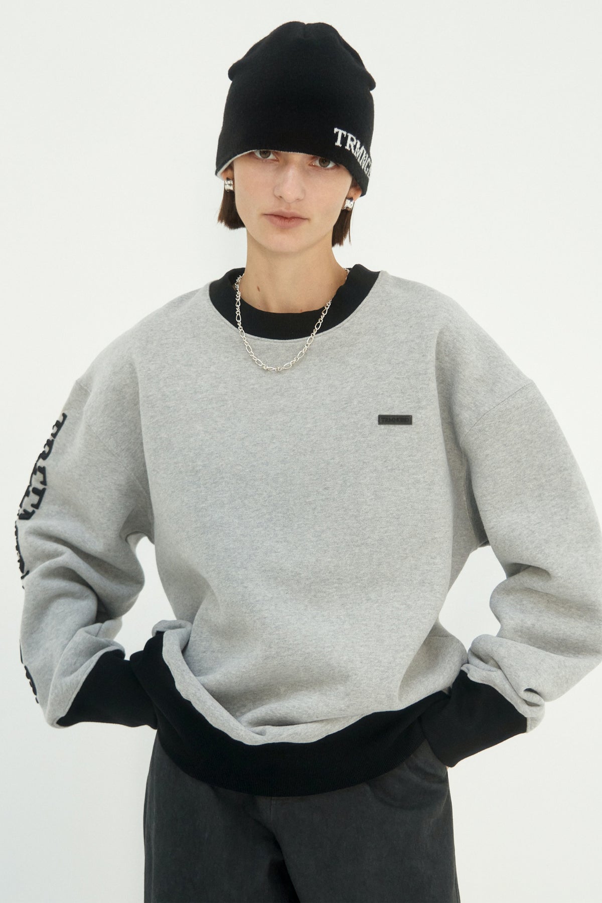 Treemingbird Oblique Line Sweat Shirt Gray