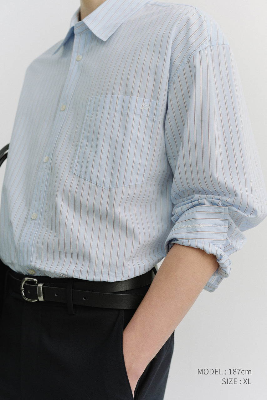 Dunst Unisex Oversized Striped Shirt Sky Blue Stripe