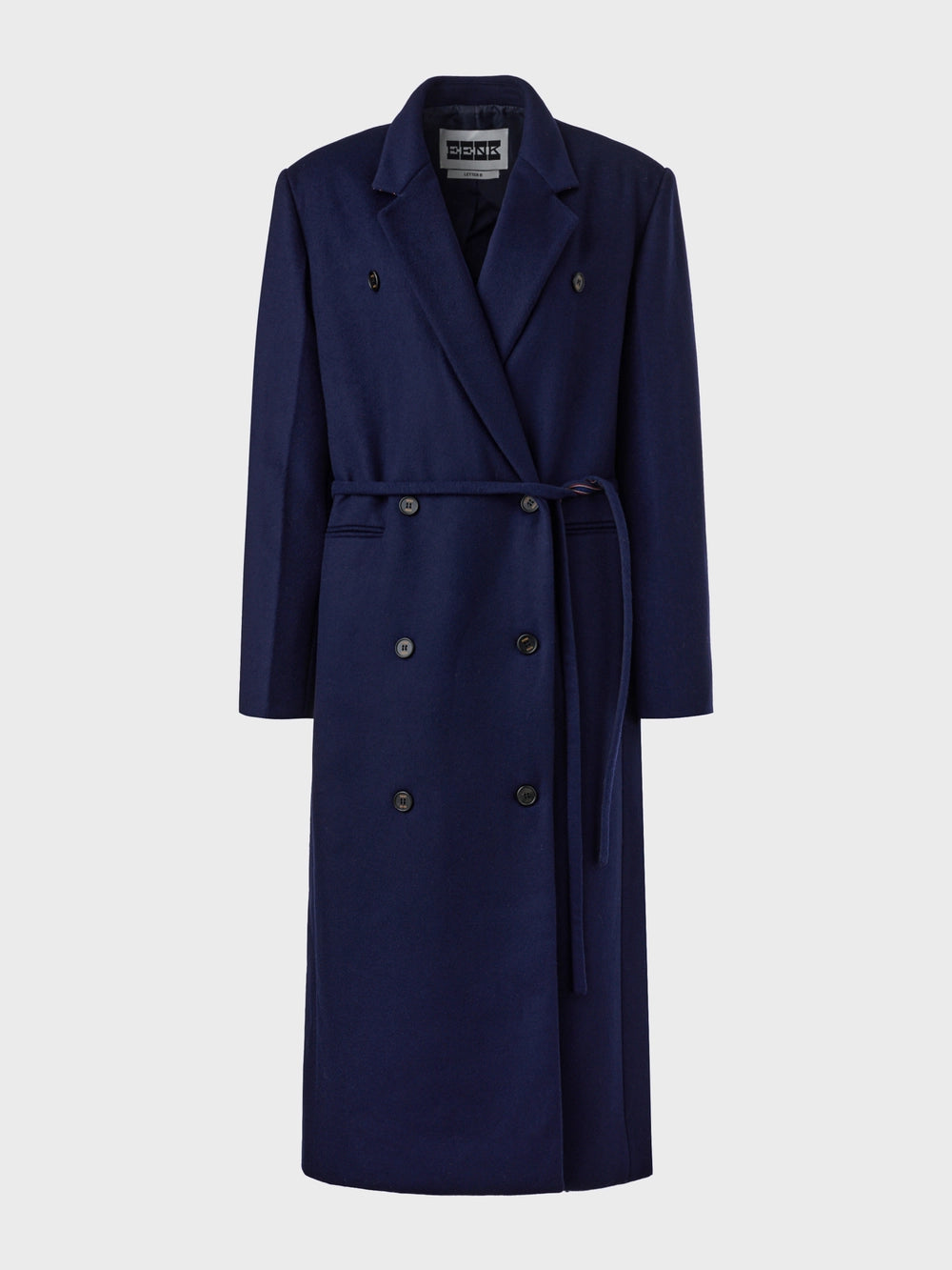 EENK Tailored Belted Long Coat - Navy
