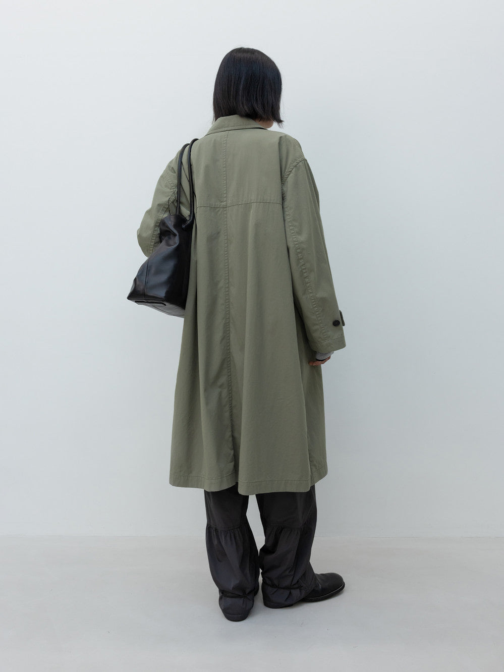 Low Classic Cotton Draped Trench Coat Khaki