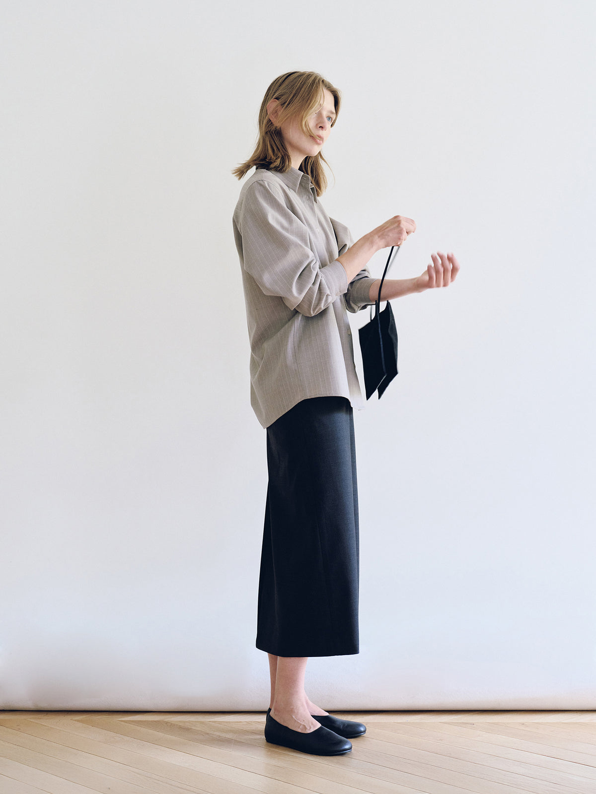 Nothing Written Noa Wool Shirt (Ash Gray Stripe)