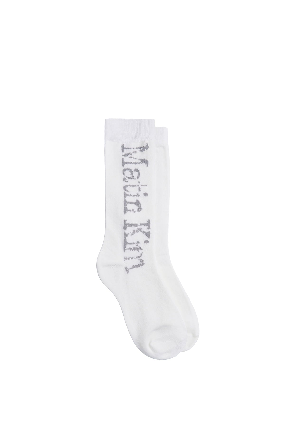 Matinkim Cracked Logo Jacquard Socks IN White