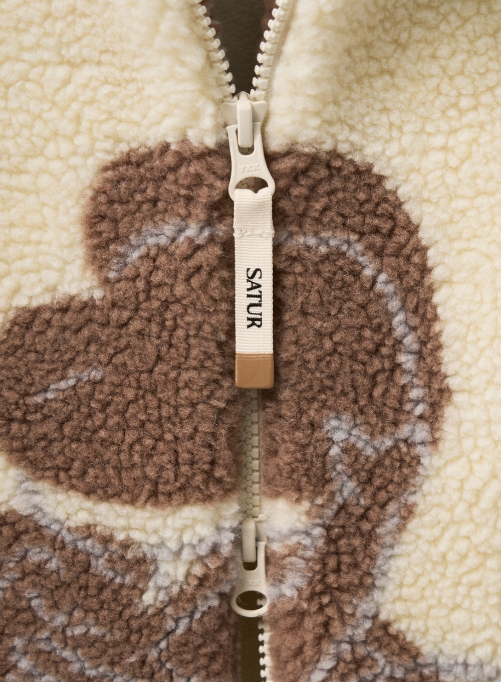 Satur Angel Fleece Zip-up - Cream Brown