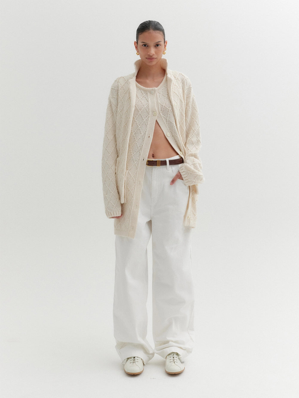 EENK Textured Knitwear Cardigan - Ivory