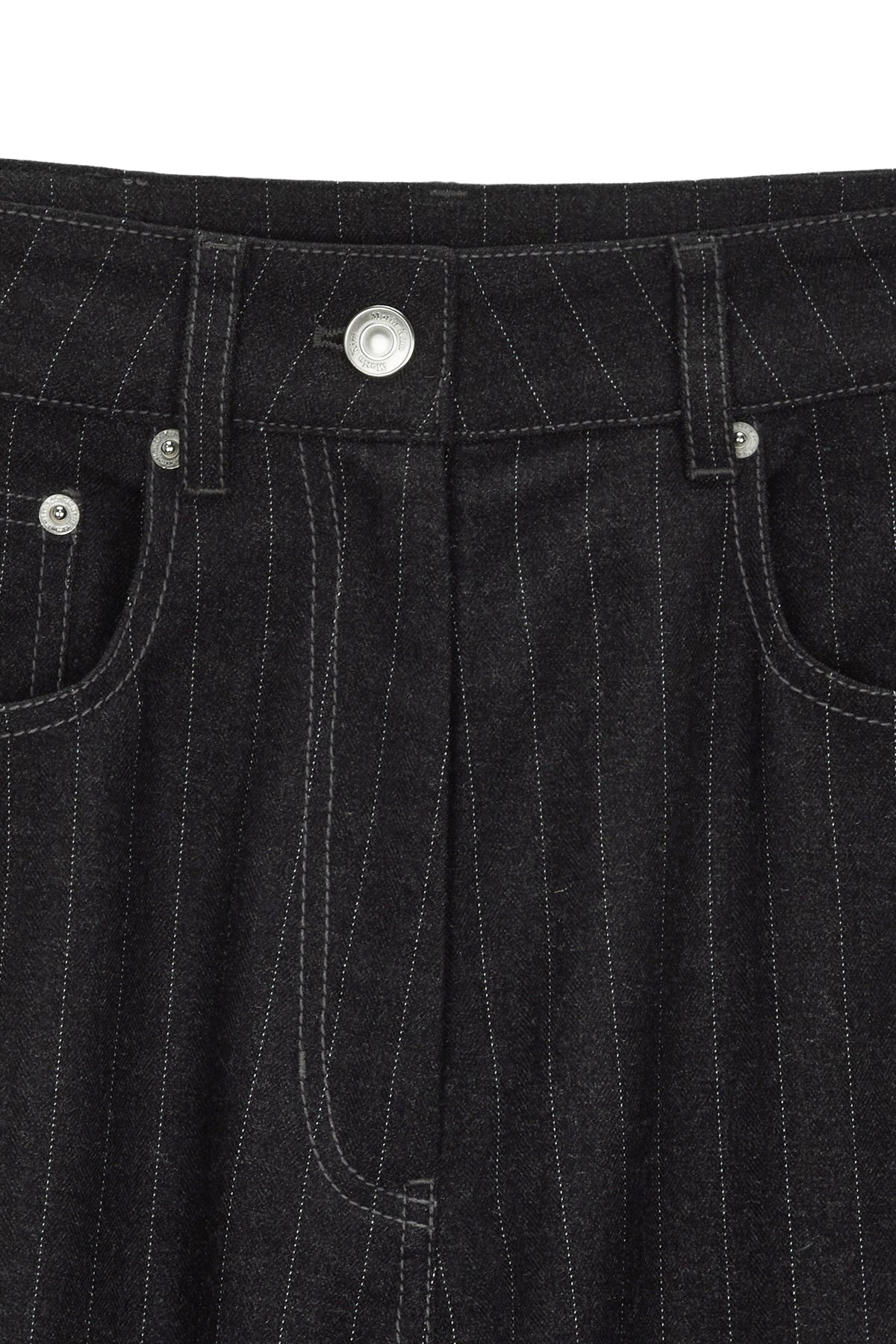 [matinkim] DENIM LIKE STRIPE WIDE PANTS IN CHARCOAL