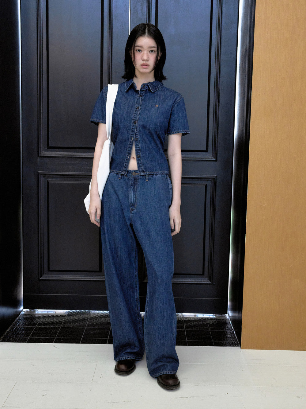 Low Classic Button 1/2 Sleeve Shirt Blue