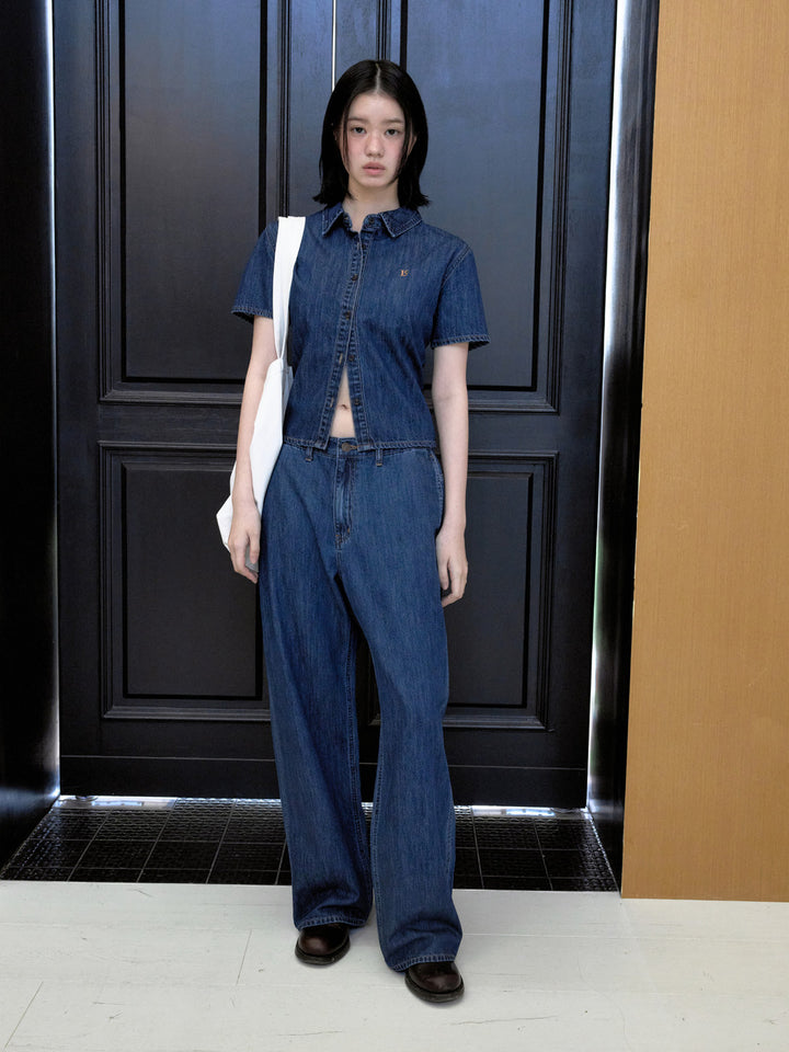Low Classic Button 1/2 Sleeve Shirt Blue