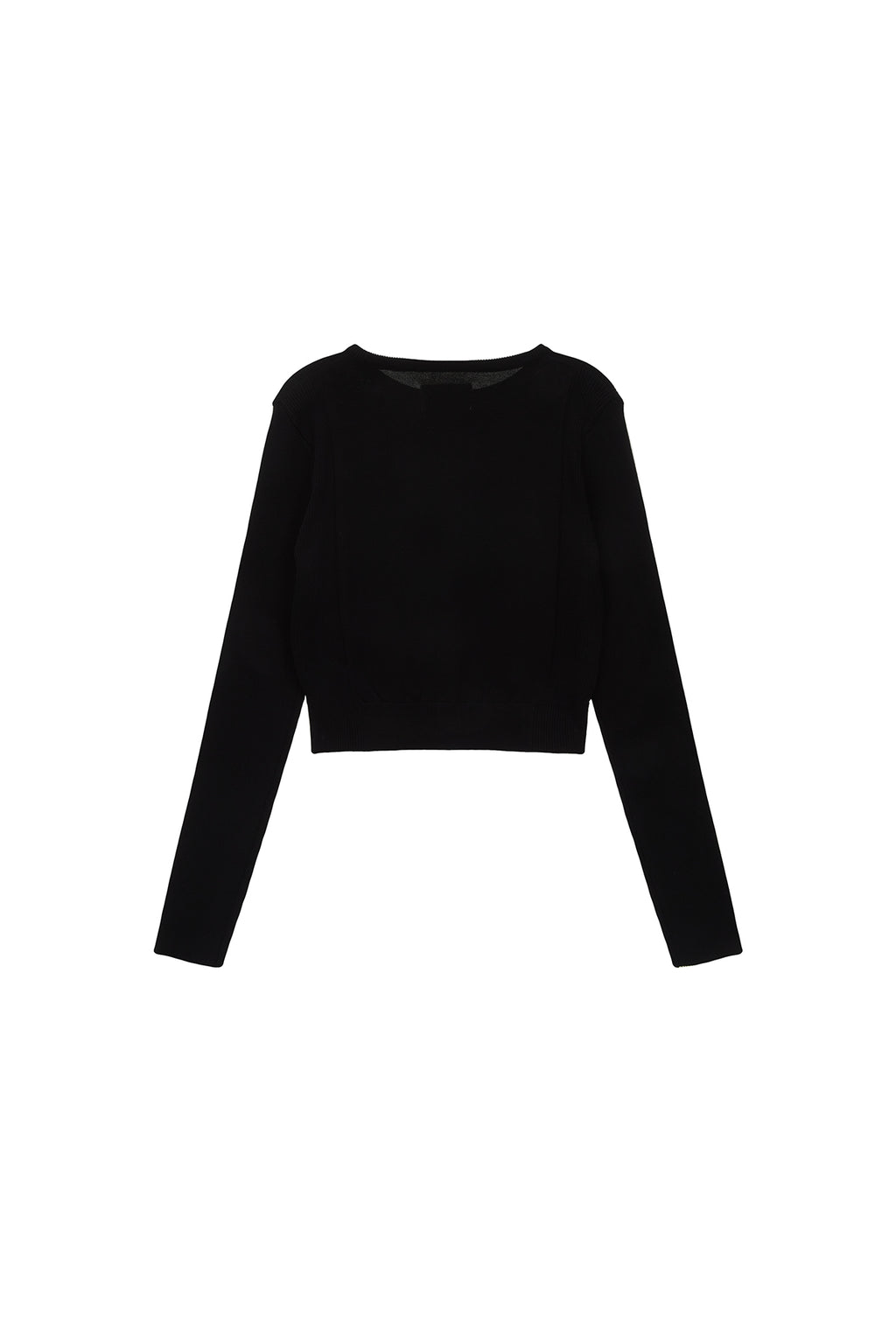 [matinkim] LOGO POINT JACQUARD KNIT CROP TOP IN BLACK