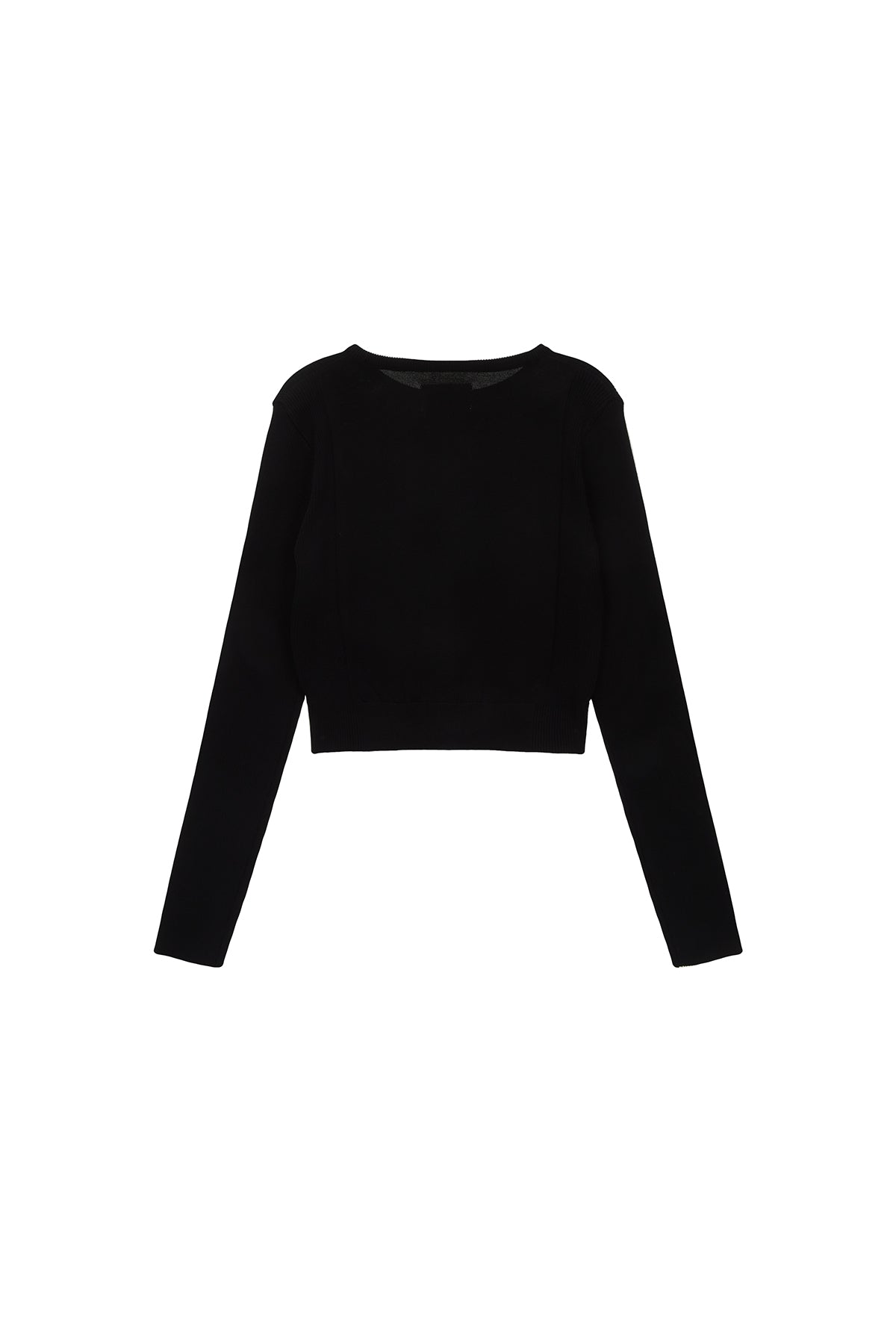 [matinkim] LOGO POINT JACQUARD KNIT CROP TOP IN BLACK