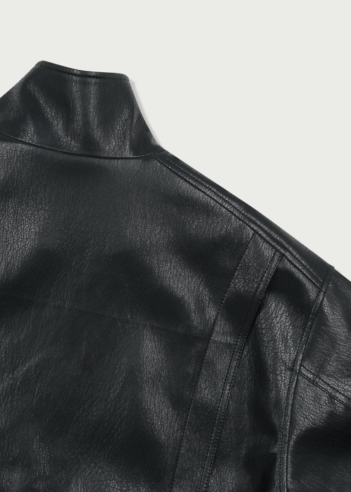 Depound high neck leather jacket - black