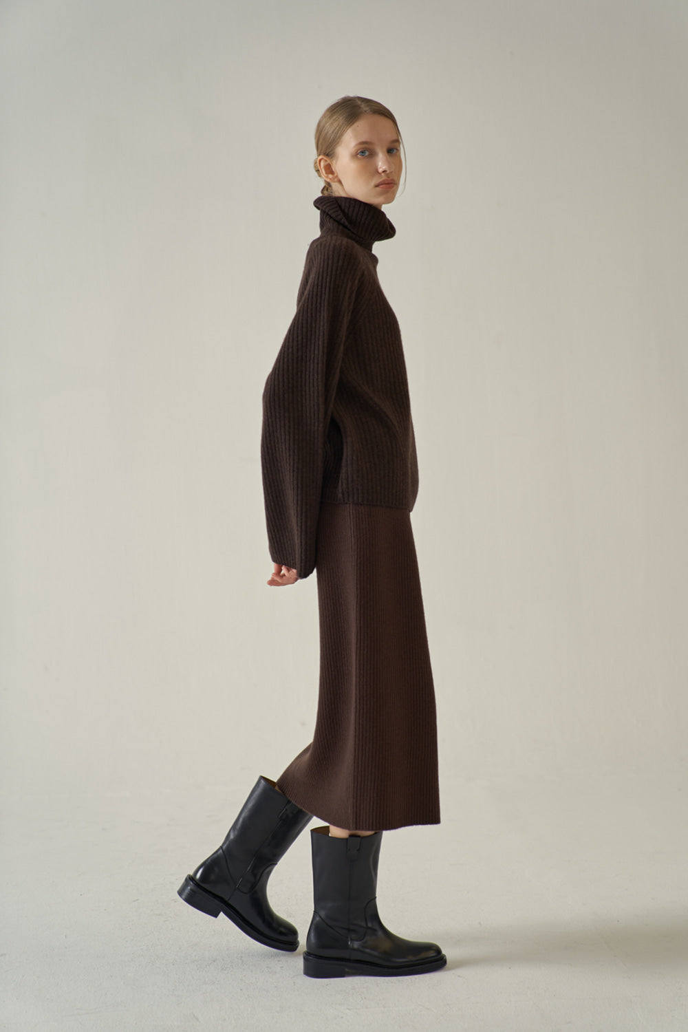 Facade Pattern Cashmere Turtleneck Knitwear dark brown