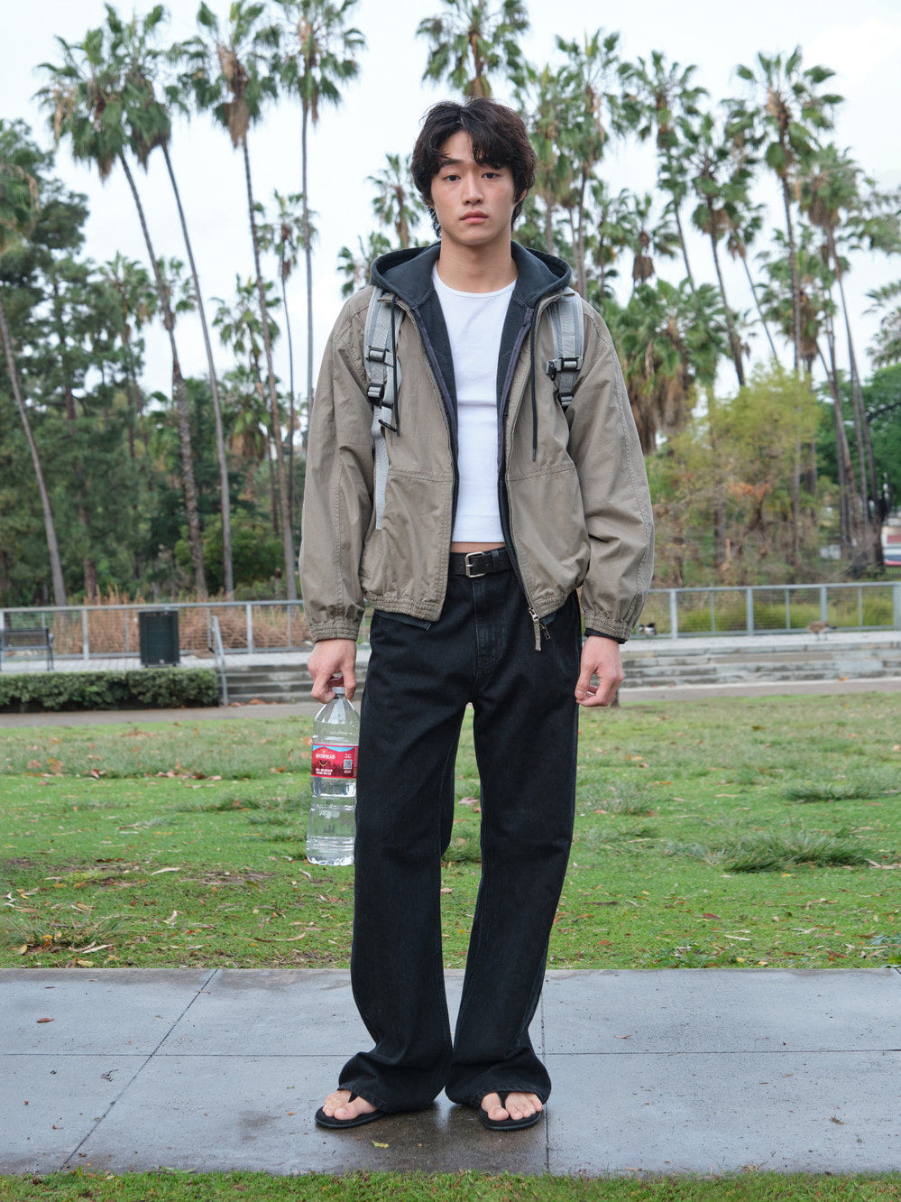 Low Classic Washed Cotton Oversized Blouson Khaki Grey