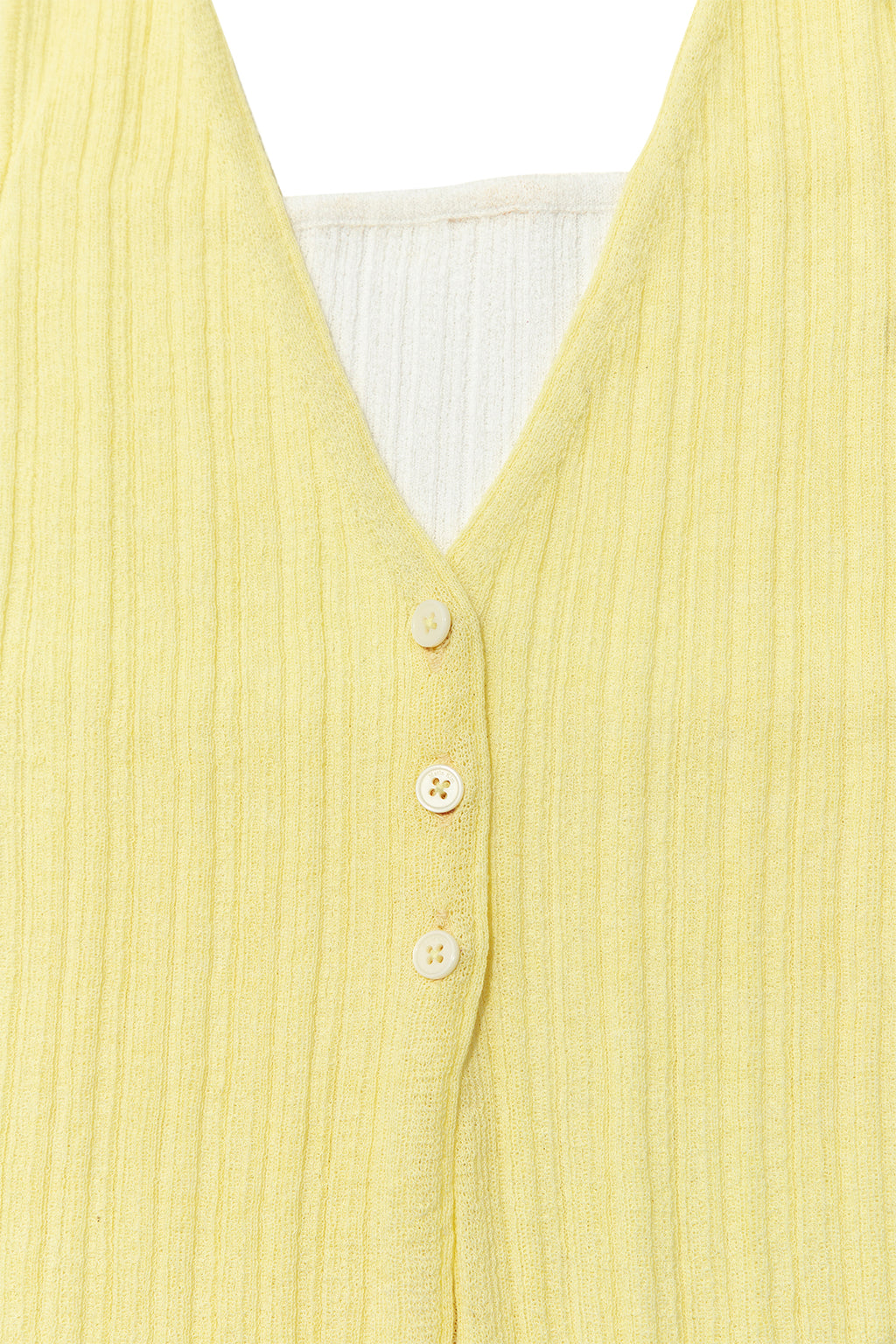 [matinkim] LAYERED BUTTON HALTER NECK TOP IN LIGHT YELLOW