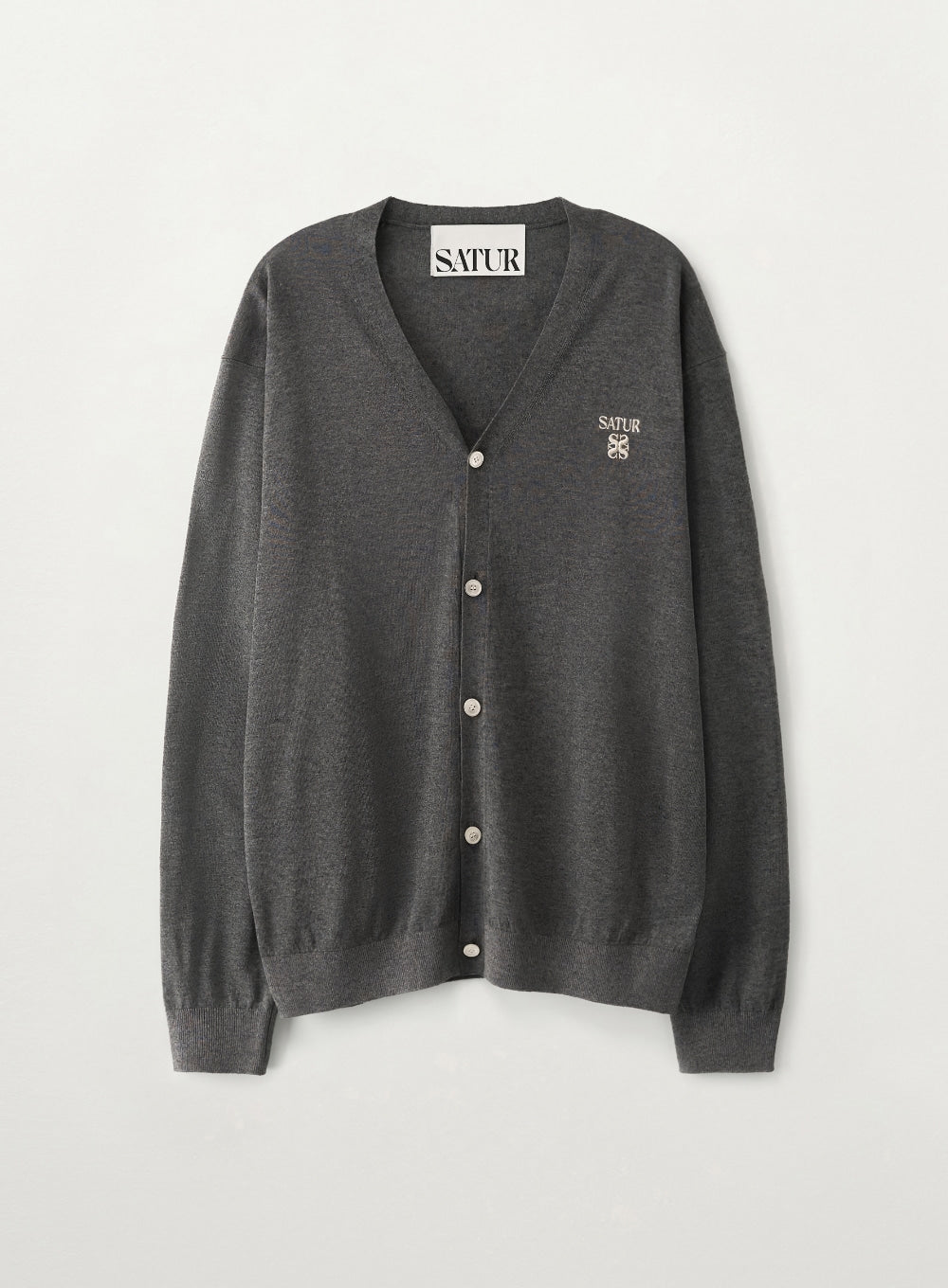 Satur Loren Linen Blend Cardigan - Charcoal