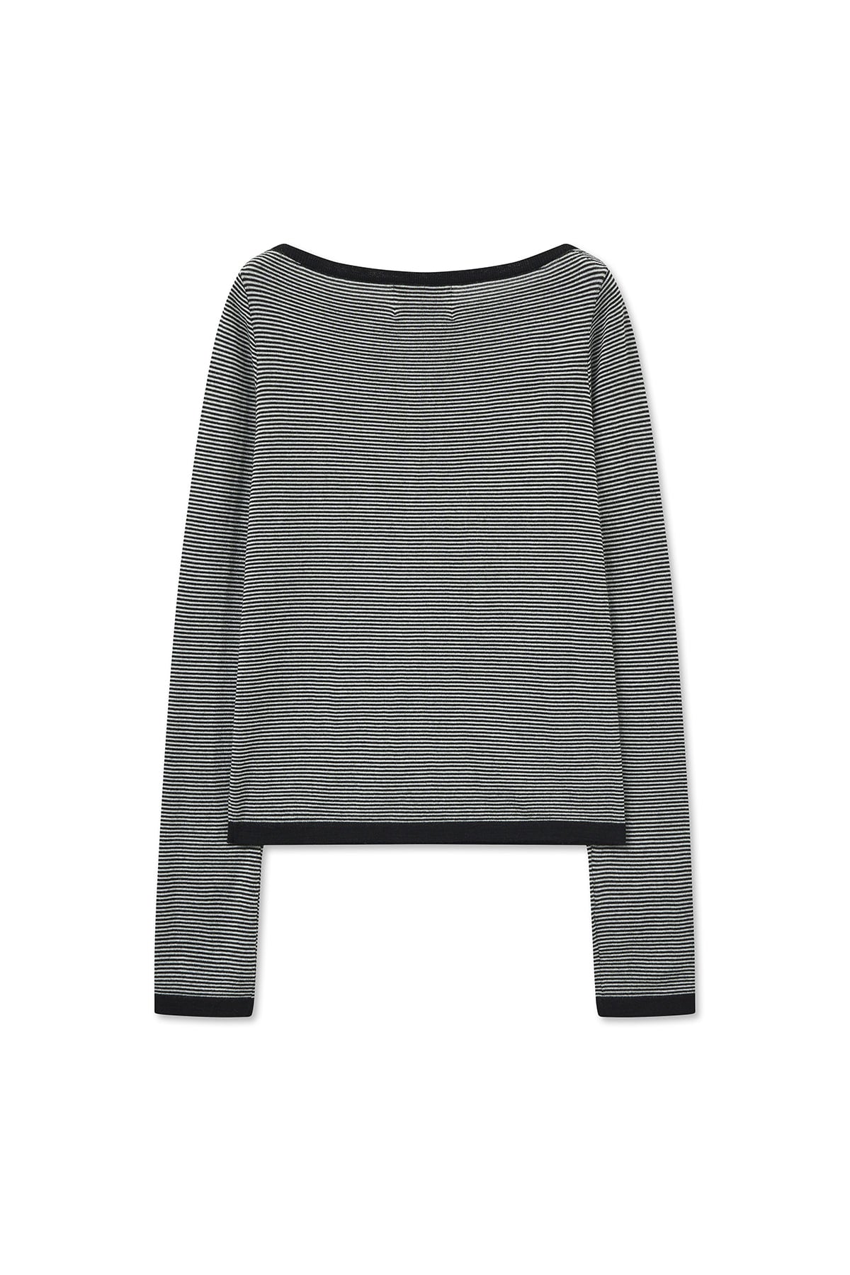 [matinkim] ESSENTIAL BOAT NECK KNIT TOP IN BLACK