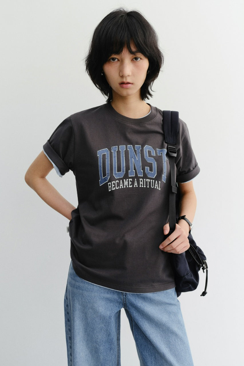 Dunst Unisex Vintage Arch Logo T-Shirt Charcoal Grey