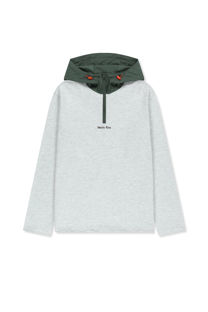 Matinkim Color Block Hoody Quarter Zip UP IN Light Grey