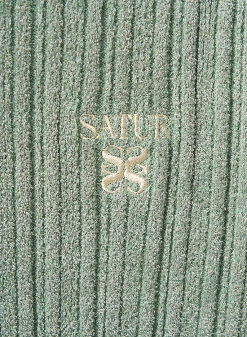 [satur] (W) Fleece Crew Neck Cardigan - Mint