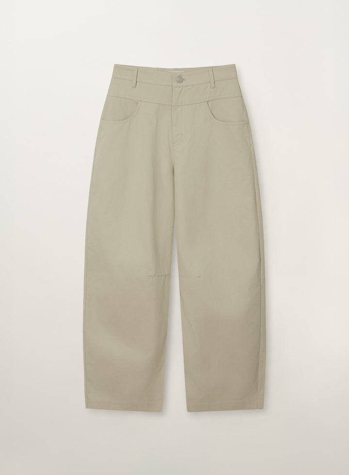 Satur Cotton Curved Pants - Beige
