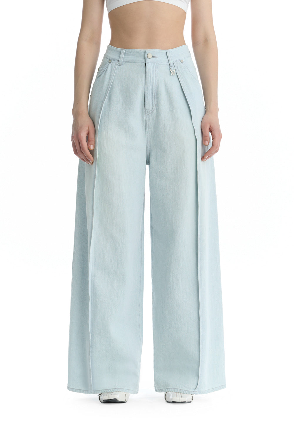 Treemingbird Fluid Wide Denim Pants Light Blue