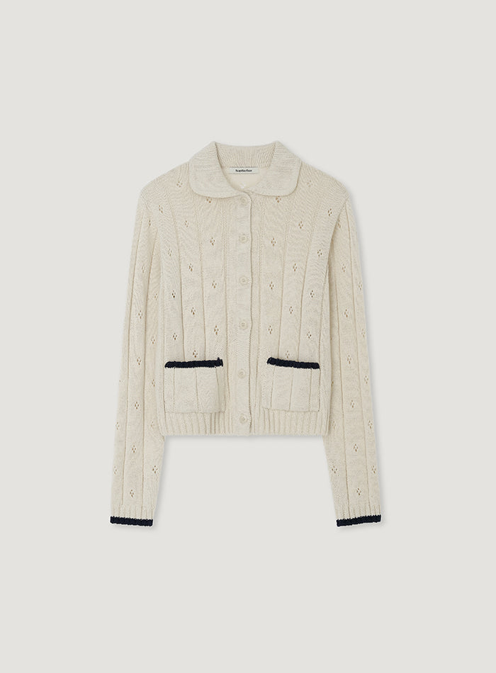 Mango Maniplease Cory Punching Cardigan Cream
