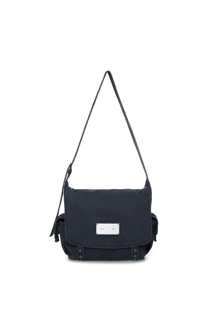 Matinkim Vintage Washed Cotton Messenger Bag IN Navy