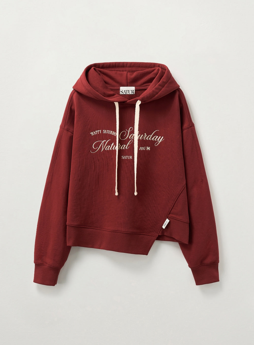 [satur] (W) Natural Saturday Crop Hoodie - Burgundy