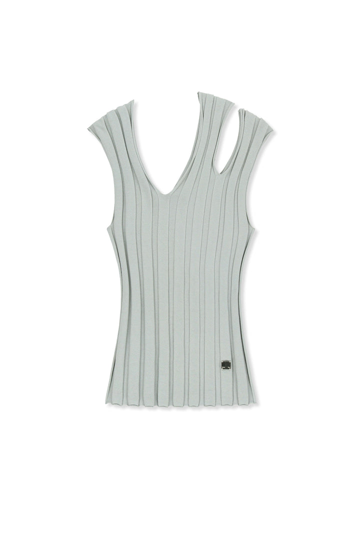 Matinkim Cut Out Sleeveless Knit Top IN Light Grey