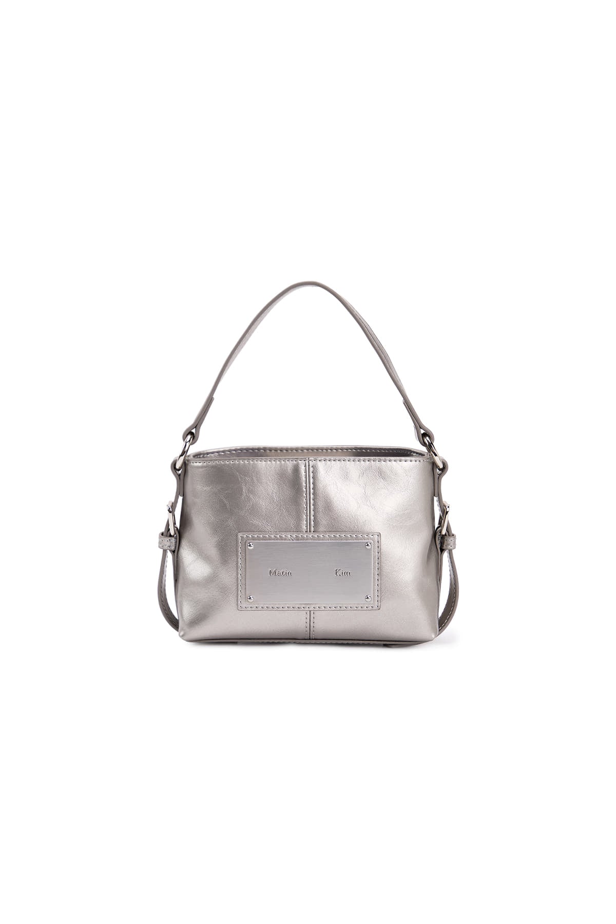 [matinkim] HANDLE MINI CROSS BAG IN DARK SILVER