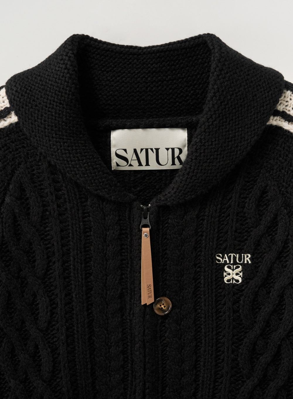[satur] (W) Lawton Cowichan Knit Cardigan - Black