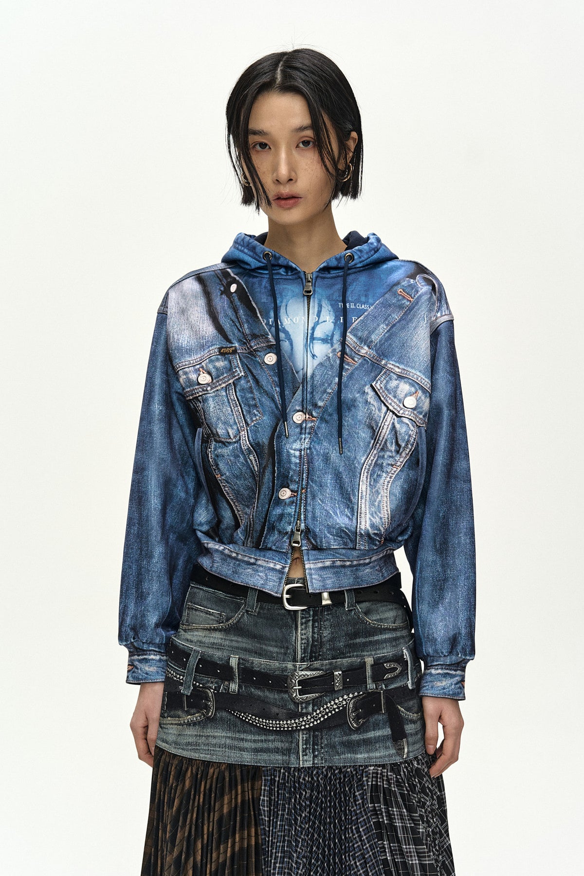 Andersson Bell Denim Layered Trompe L'Oeil Hoodie